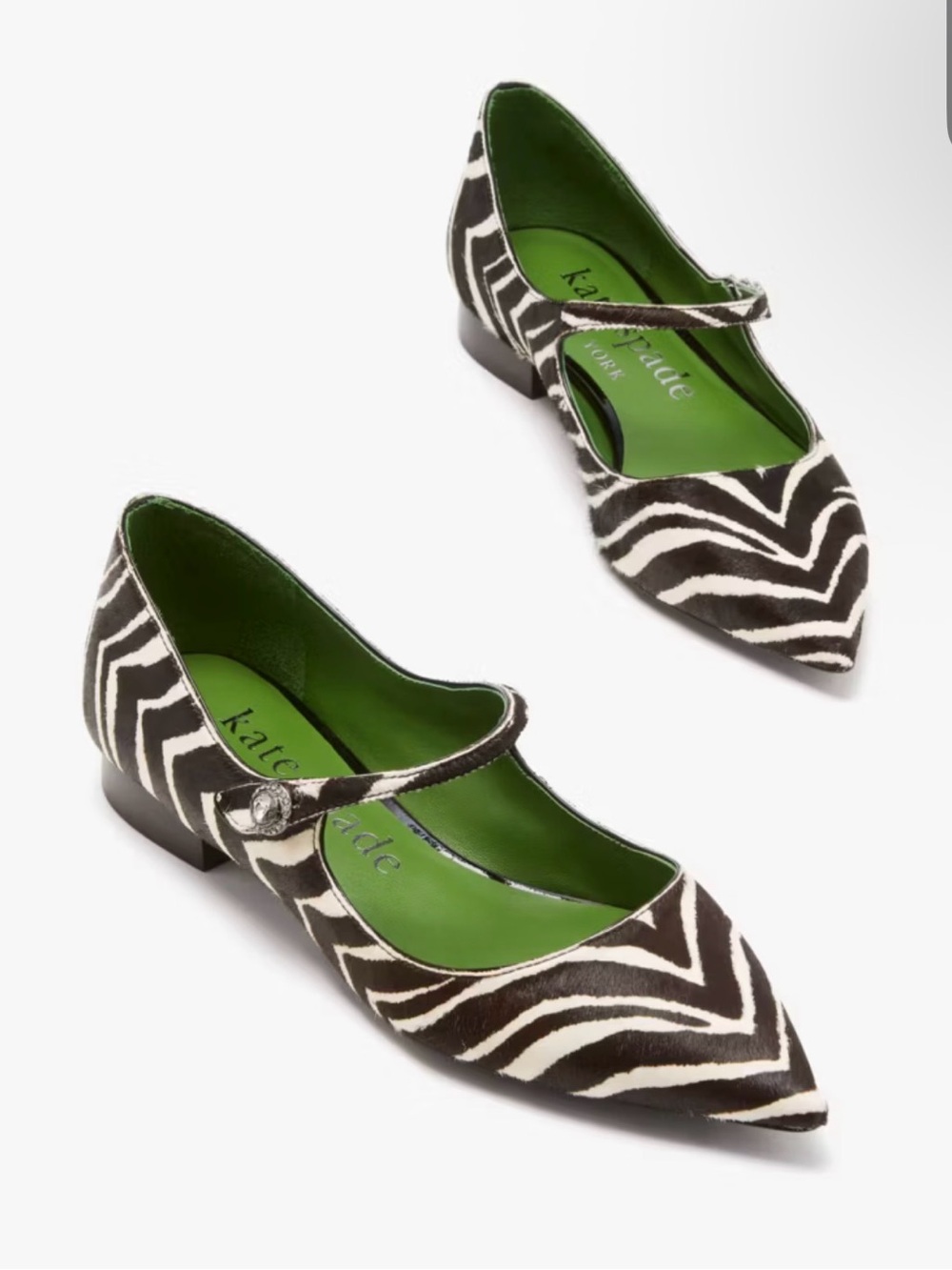 kate spade Black & White Zebra Mary Jane Flats